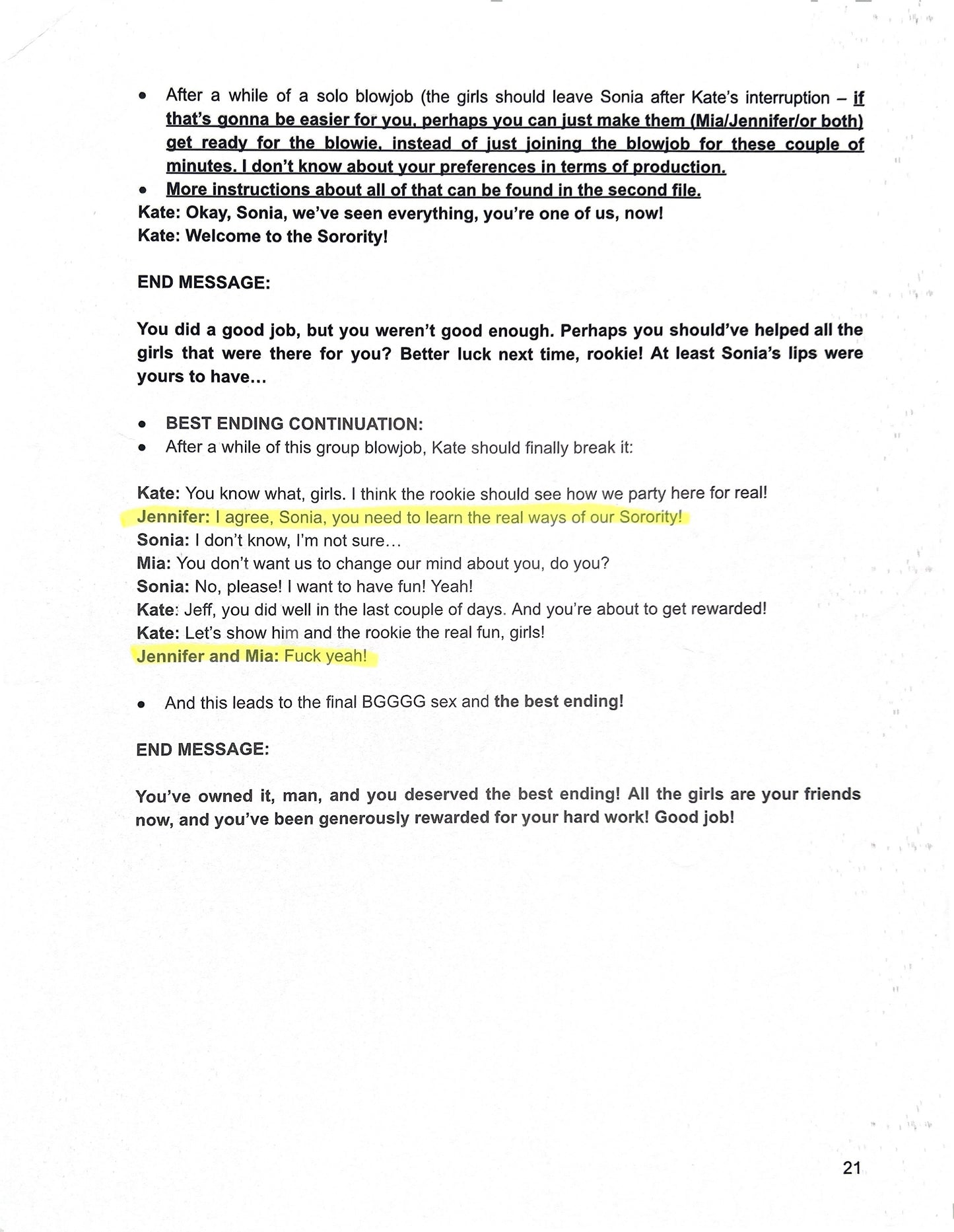 “Sorority Hookup: No Boys Allowed” Signed Script and Wardrobe