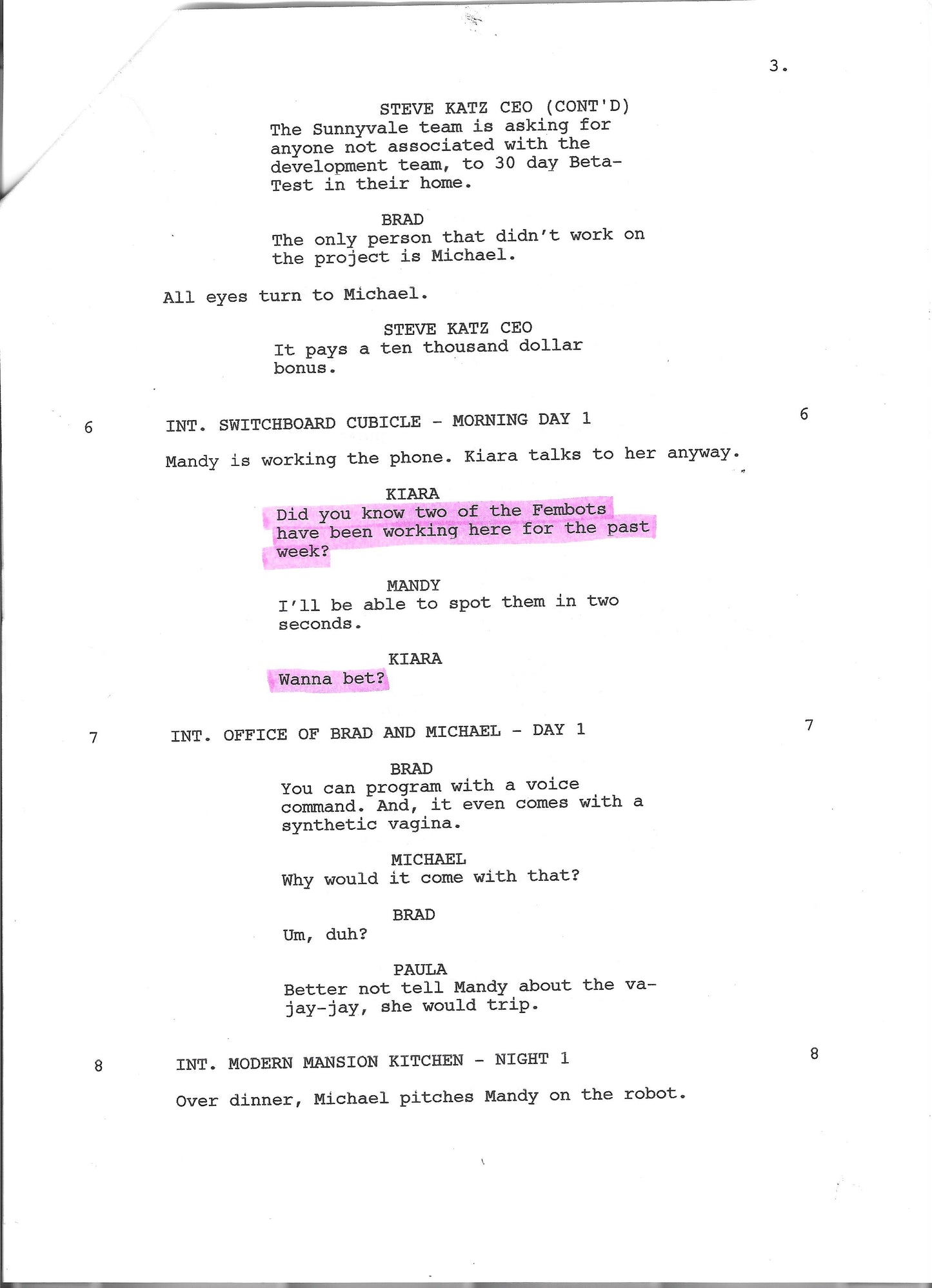 “Love, Sex, & Robots” Signed Script