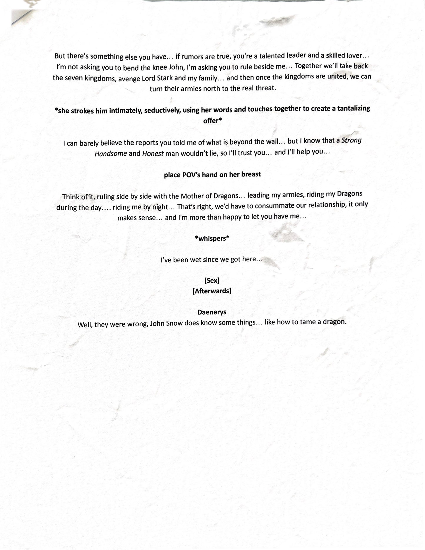 “Game of Thrones: Daenerys Targaryen (A Parody)” Signed Script