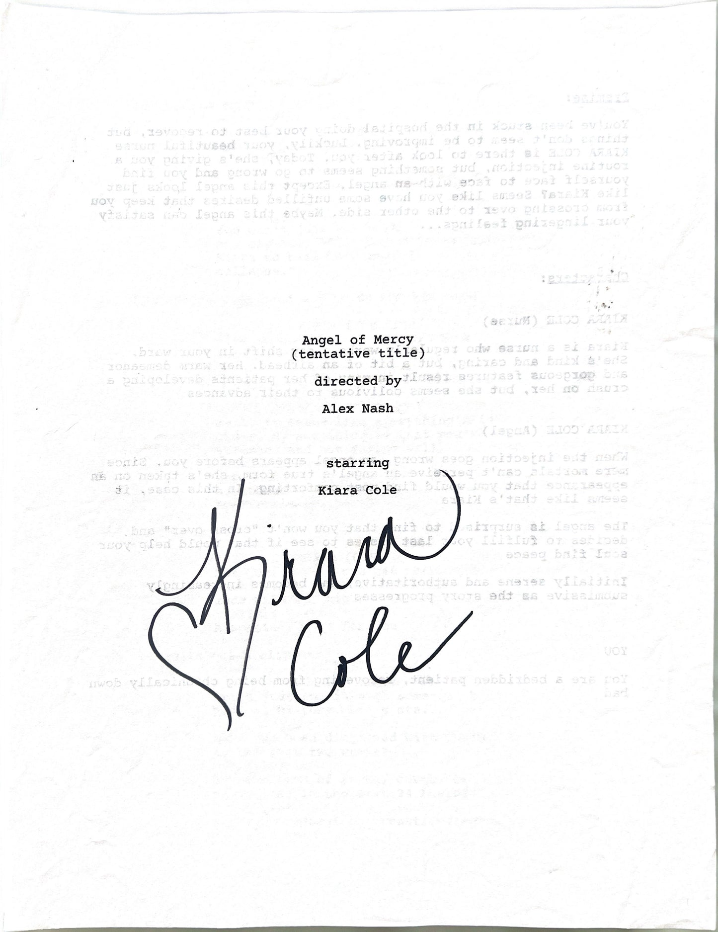 “Angel of Mercy” Signed Script