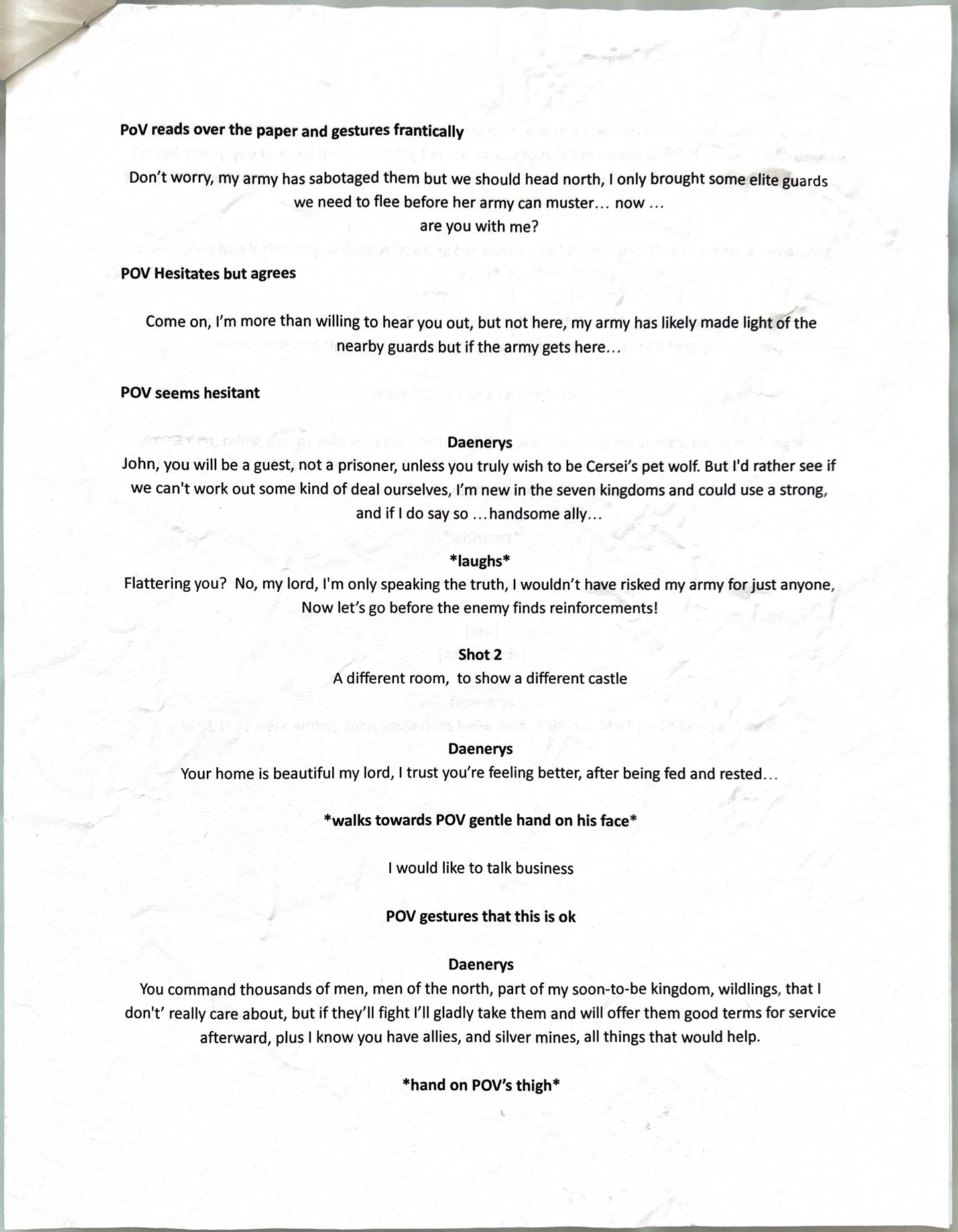 “Game of Thrones: Daenerys Targaryen (A Parody)” Signed Script